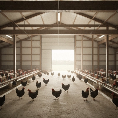 Modern poultry farm with focus on sustainable practices