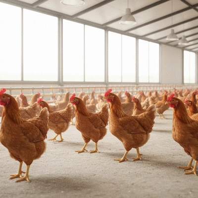 Modern poultry farm with sustainable practices, no text, no words, no typography, clean image